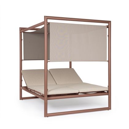 Cama Balinesa Reclinable Aluminio Marrón, 149 Cm