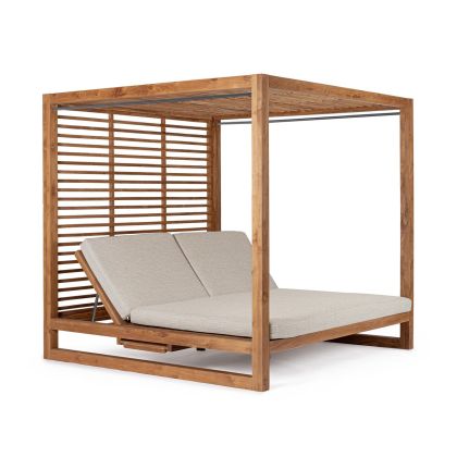 Cama Balinesa Exterior Madera Teca Natural, 200 Cm