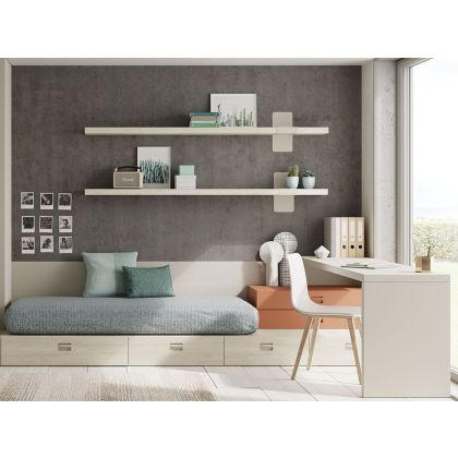 Cama Modular Juvenil con cajones y escritorio Kubox 