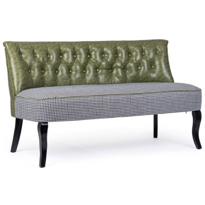 Sofá Símil Piel Verde Oscuro Estampado Madera Abeto, 136 Cm