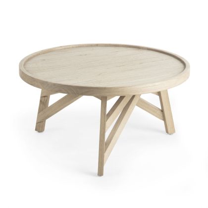 Mesa Centro Redonda Madera Maciza En color Natural estilo nórdico