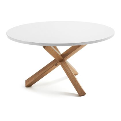 Mesa Comedor Blanco Madera Natural, 120 Ø