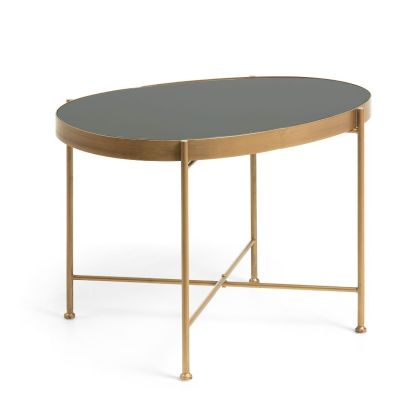 Mesa auxiliar Metal Dorado Cristal Negro