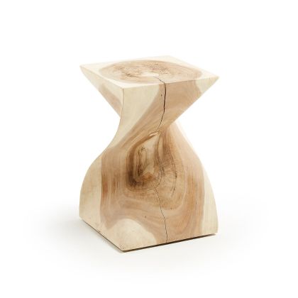 Mesa Auxiliar Cuadrada Madera Natural, 30 Cm