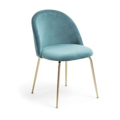Silla vintage, Turquesa , terciopelo, metal dorado 