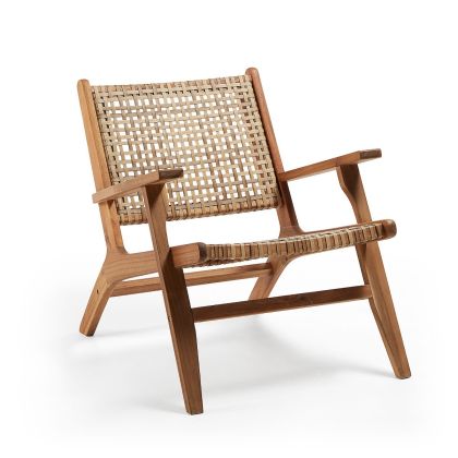 Sillón Nórdico Madera Maciza Acacia Natural Ratán Sintético, 68 Cm