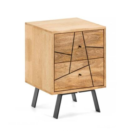 Mesita De Noche Industrial Madera Hierro, 40 Cm