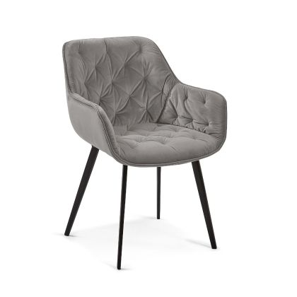 Silla Moderna Tejido Gris Metal, 58 Cm