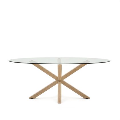 Mesa Argo Cristal Acero Efecto Madera, 200 Cm