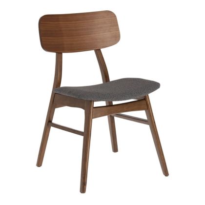 Silla vintage Madera Nogal Tapizado Gris Oscuro 48 Cm
