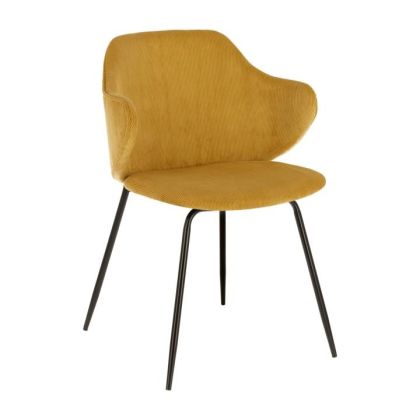 Silla Nórdico Tapizada Pana Mostaza, 54 Cm