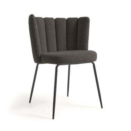 Silla Aniela Borrego Negro Metal Acabado Negro,60 Cm