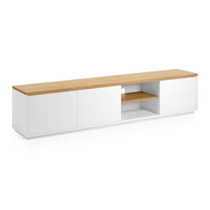 Mueble Tv Moderno Lacado Blanco Roble 200 Cm