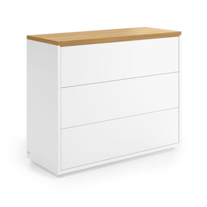 3-Drawer Oak Veneer Chest of Drawers, 90 Cm