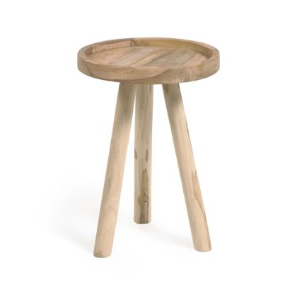 Mesa Auxiliar Estilo Escandinavo Madera Teca Natural, 35 cm