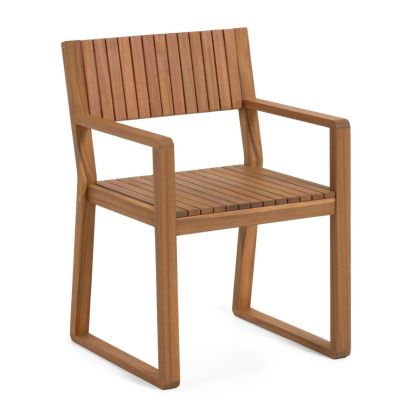 Silla Exterior Estilo Escandinavo Madera Natural, 57 Cm