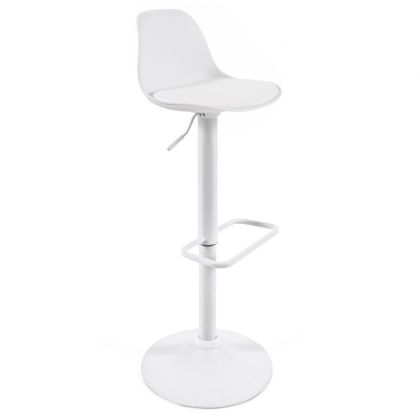 Taburete Alto Orlando Piel Sintética Blanco Acero Blanco Mate, 46 Cm