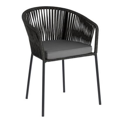 Silla Moderna Cuerda Trenzada Acero Negro