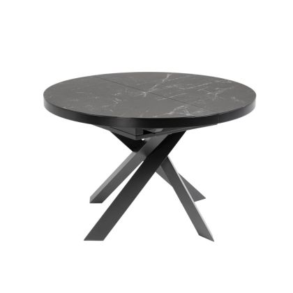 Mesa Comedor Redonda Extensible Vashti Porcelánico Acero,  Ø 120 (160) Cm
