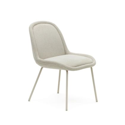 Silla Aimin Chenilla Beige Acero Beige Mate, 51 Cm