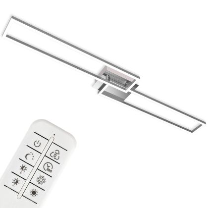 Lámpara Techo Dos módulos rectangulares Metal Plata, 110 Cm