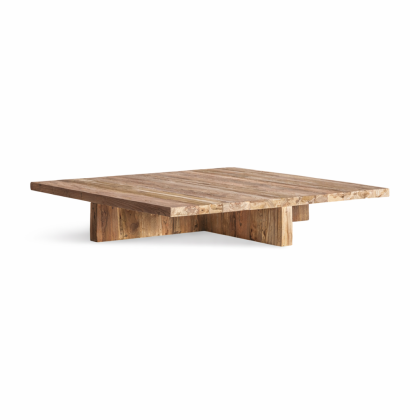 Natural Brown Teak Rectangular Coffee Table, 100 Cm