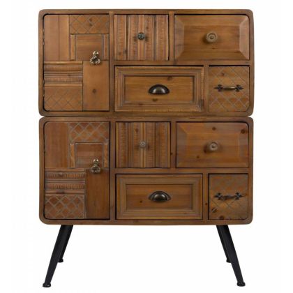 Cómoda Jove Estilo Vintage Madera Abeto Natural Hierro, 36 Cm