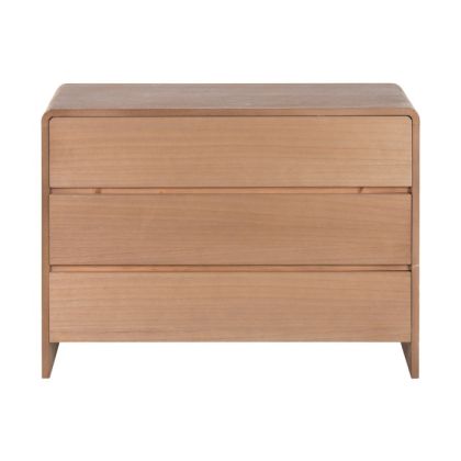 Cómoda 3 Cajones Madera Paulownia Madera Olmo, 100 Cm