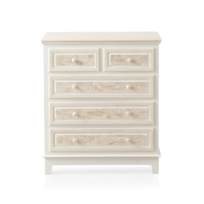 5-Drawer Cream White Wood Chest of Drawers, 80 Cm