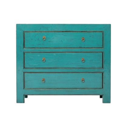 Cómoda Azul 3 Cajones Madera Olmo, 95 Cm