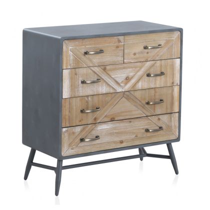 Cómoda Metal Madera Natural Blanqueado 78 Cm