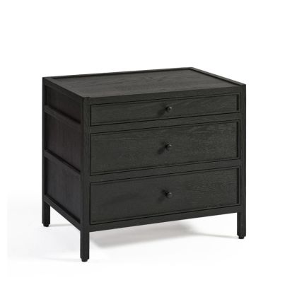 Cómoda en madera de roble negro con 3 cajones 65 cm