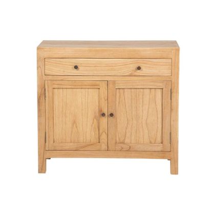 Cómoda de madera natural 1 cajón 2 puertas