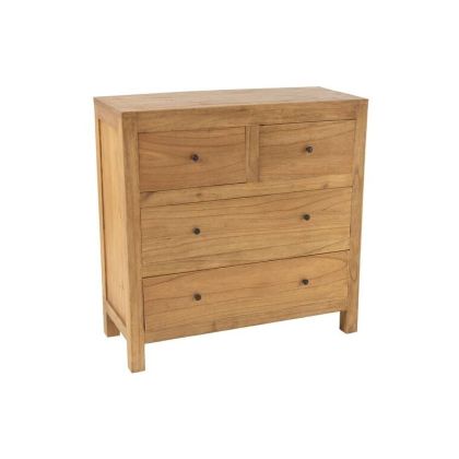 Cómoda Madera Natural 4 Cajones, 90 Cm