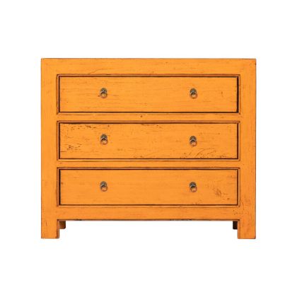 Cómoda Naranja 3 Cajones Madera Olmo, 95 Cm