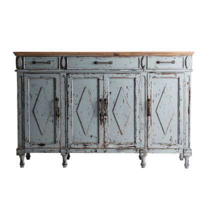 Aparador Buffet Vintage Envejecido Azul, 160 Cm