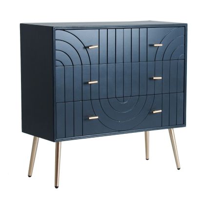 Cómoda Tremes Madera Gris Oscuro Dorado