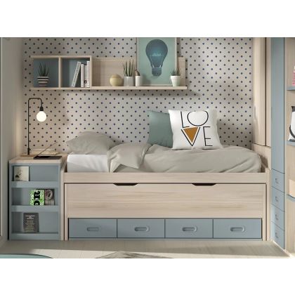 Cama Juvenil con Escritorio Extraíble Formas F017