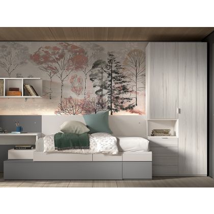Cama Modular Juvenil con Escritorio Formas F151