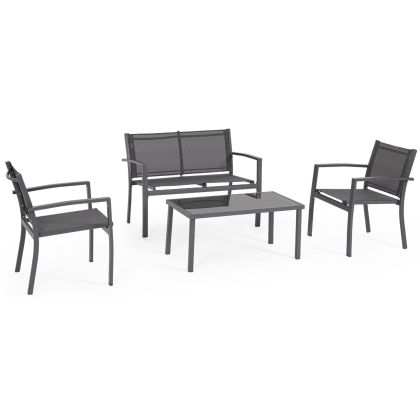 Conjunto Jardín Textilene Acero Gris Antracita