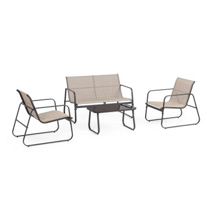 Conjunto Jardín Textilene Natural Acero Gris 