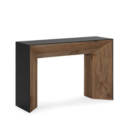 Consola 120x40x80 Madera de Pino Recuperado/Madera de Roble -- Natural Envejecido/Negro