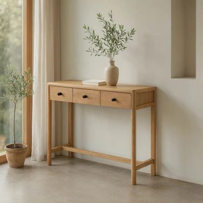 Consola en madera de mango con 3 cajones 90 cm