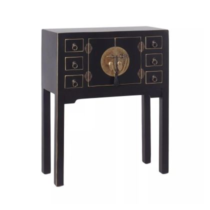 Consola oriental negra 6 cajones 2 puertas