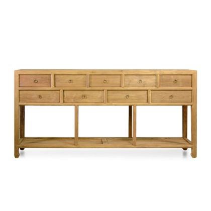 Consola Madera Teca 9 Cajones, 180 Cm
