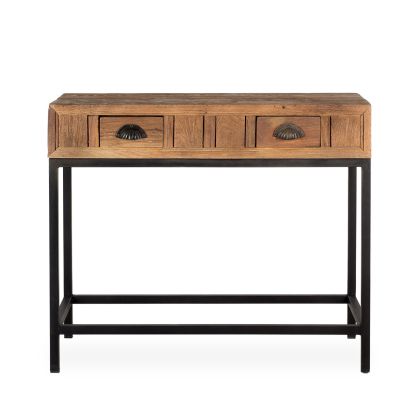 Consola 2 Cajones Madera Mango Hierro, 90 Cm