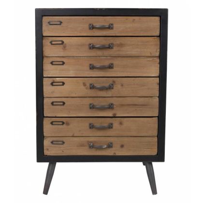 Cómoda Sol Madera Maciza Pino Hierro Envejecido, 40 Cm