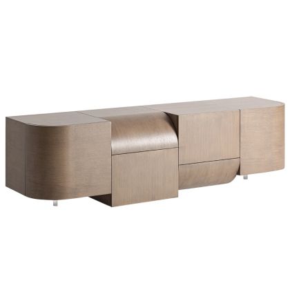 Aksaray TV Cabinet Brown Wood 4 Doors, 190 Cm