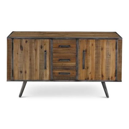 Aparador Cusco 3 Cajones 2 Puertas Madera Acacia Metal, 145 Cm