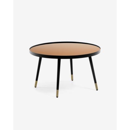 Mesa De Centro Vidrio Acero negro, 80 Cm